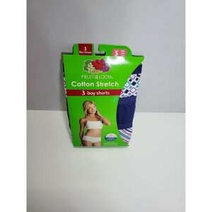 Fruit Of TheLoom Women's 3 Pair Boy Shorts Cotton Stretch Underwear Panties 5 Sm